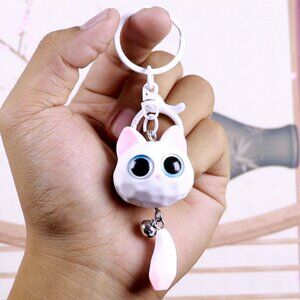 Cute Cartoon 3D Big-Eyed Cat Head Keychain